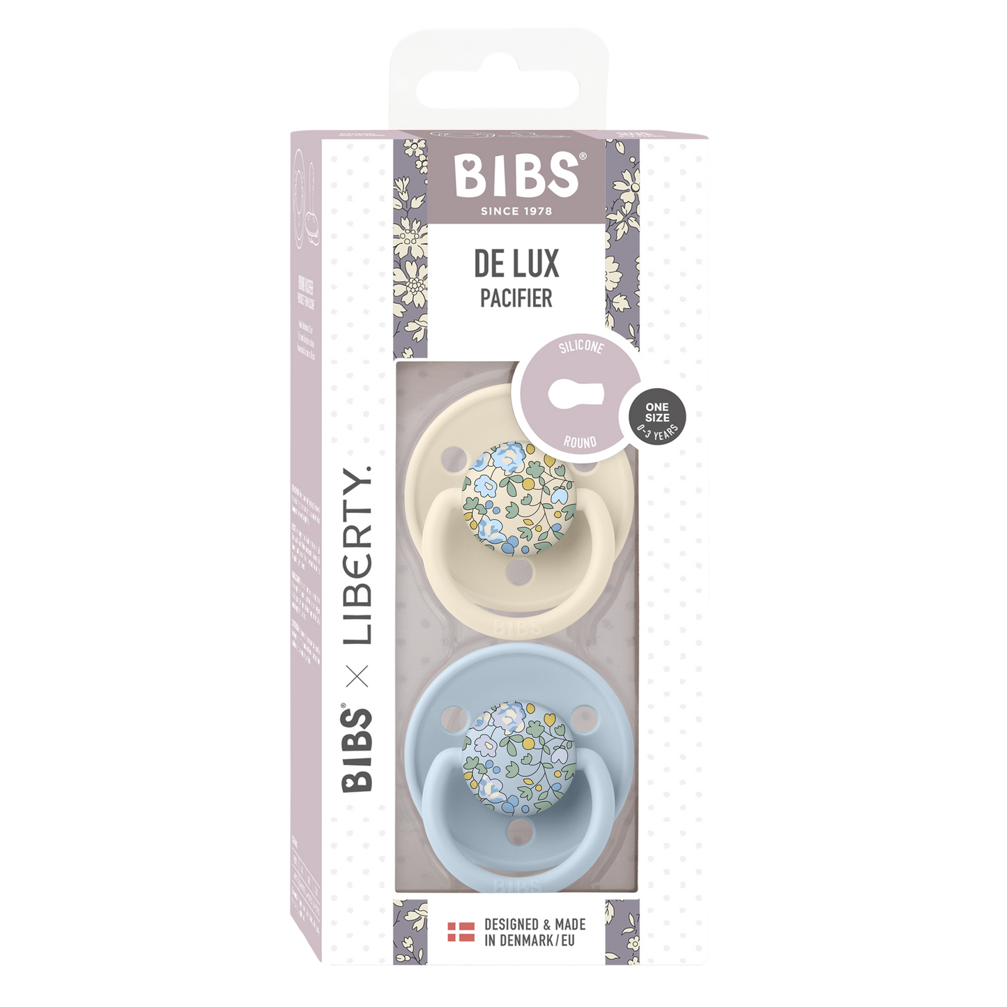 Bibs -x Liberty De Lux 2 Pack Silicone Onesize-Elosie/Baby blue