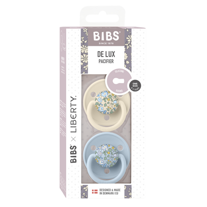 Bibs -x Liberty De Lux 2 Pack Silicone Onesize-Elosie/Baby blue