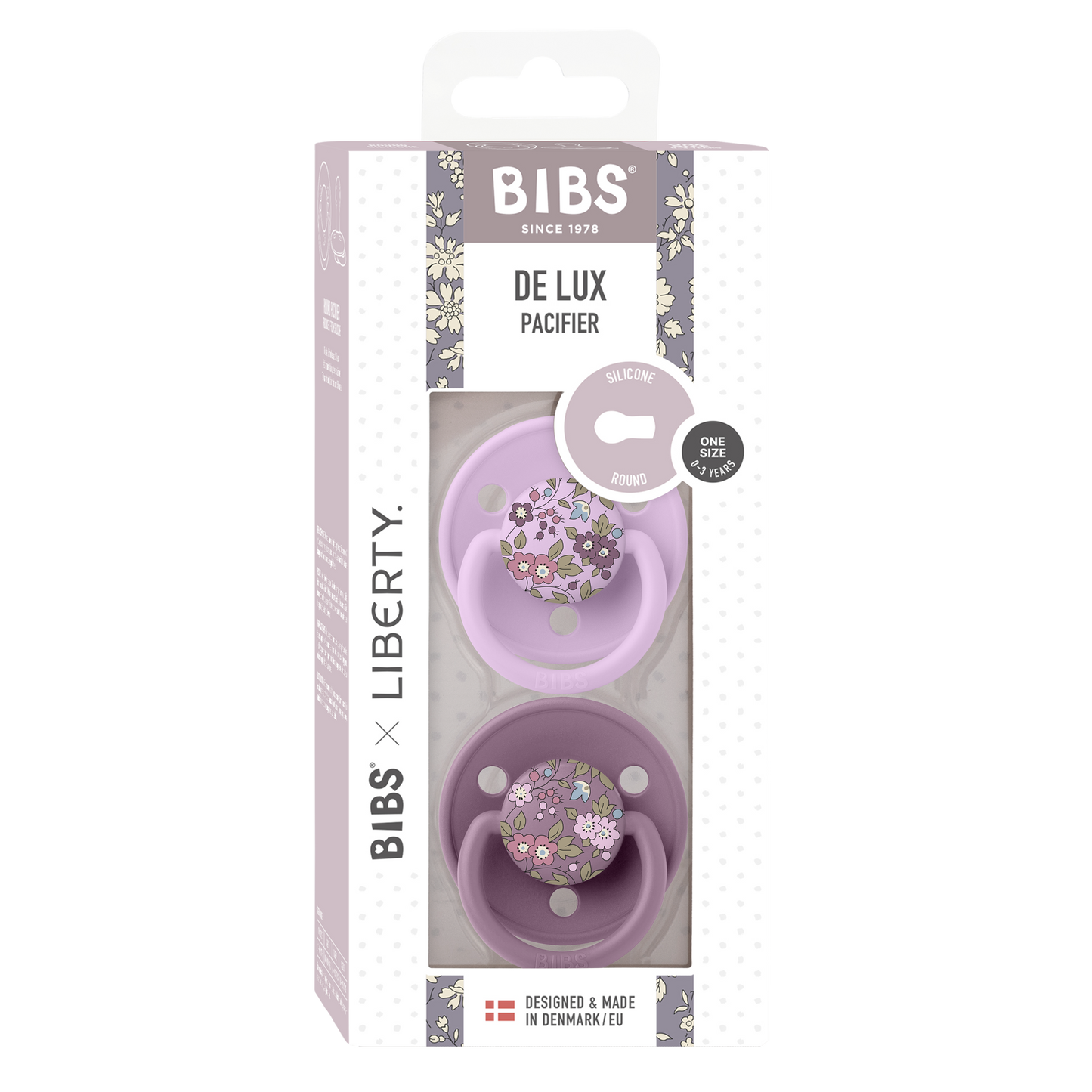Bibs -x Liberty De Lux 2 Pack Silicone Onesize-Camomille/Mauve