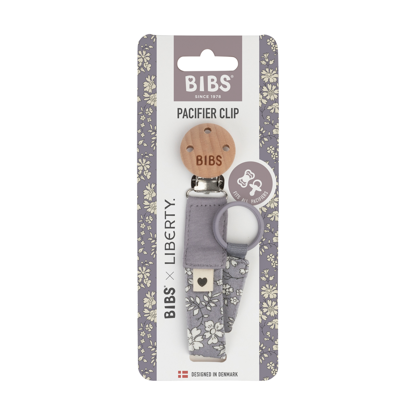 Bibs -x Liberty Pacifier Clip -Capel/Fossil Grey