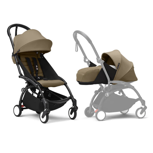 Stokke® YOYO³ Black Frame with 6+ Color Pack and Newborn Pack-Toffee
