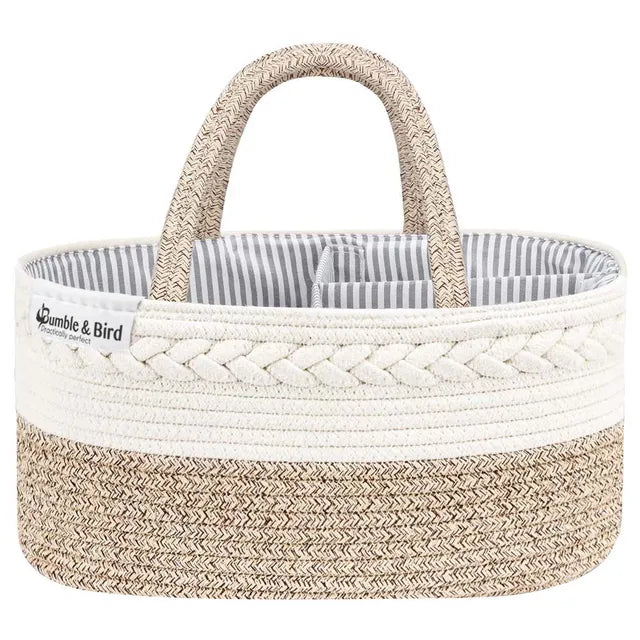 Bumble & Bird Cotton Rope Diaper Caddy – Beige