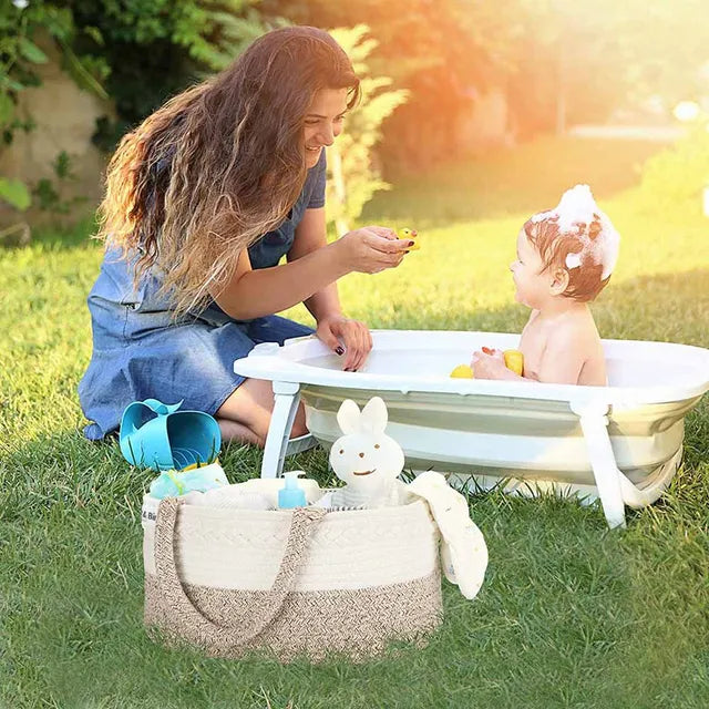 Bumble & Bird Cotton Rope Diaper Caddy – Beige