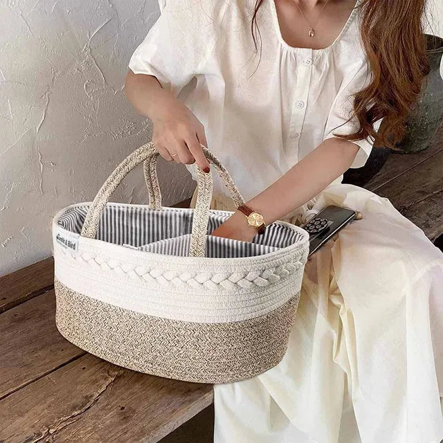 Bumble & Bird Cotton Rope Diaper Caddy – Beige