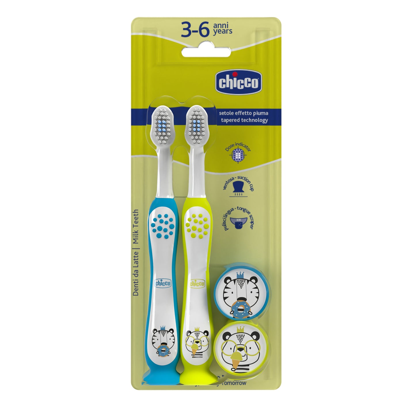 Chicco Combo Toothbrushes 3-6Y Tiger & Panda