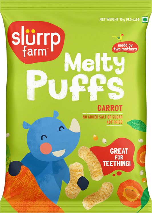 Slurrp Farm-Teething Millet Puffs - Carrot Flavour