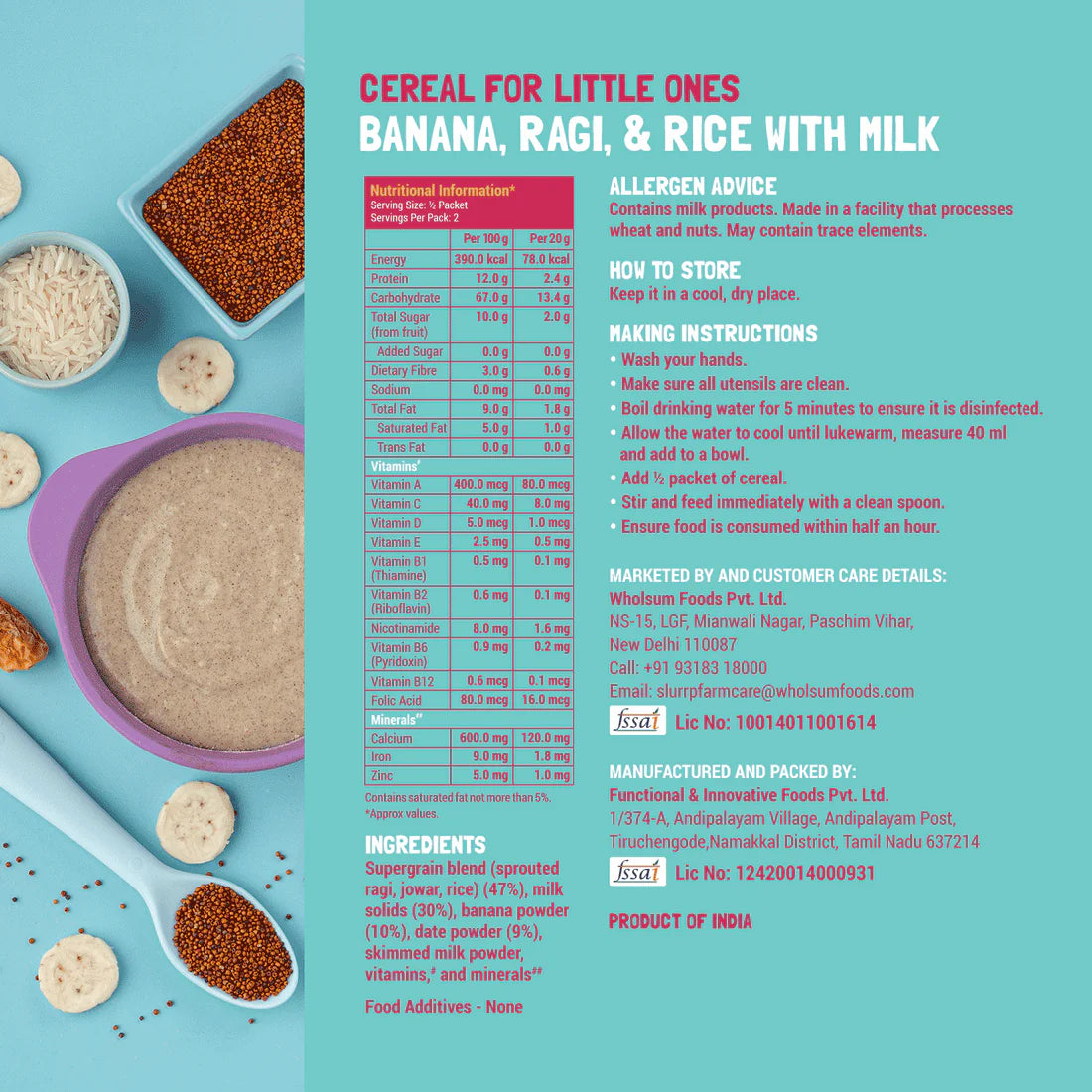 Slurrp Farm- Cereal, Ragi, Rice and Banana with Milk