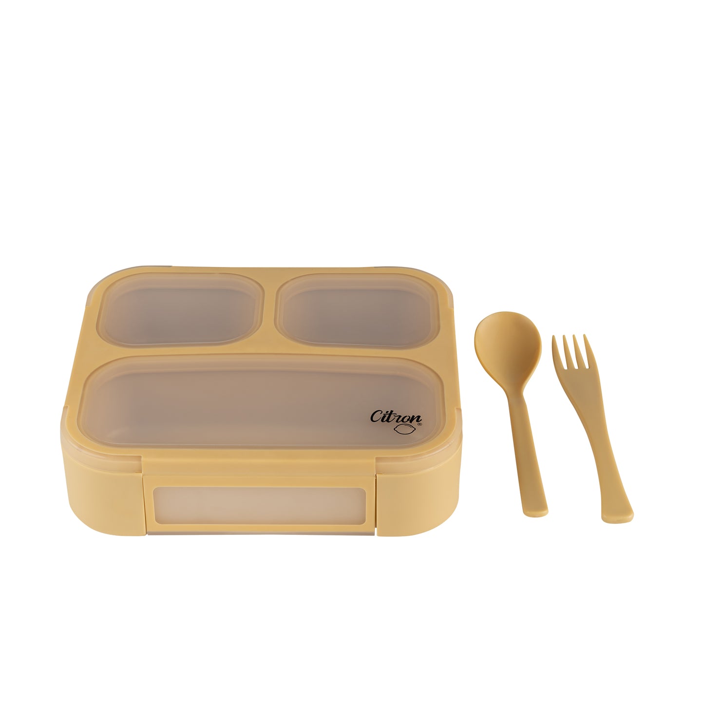 Citron-Lunchbox with Fork and Spoon -Yellow