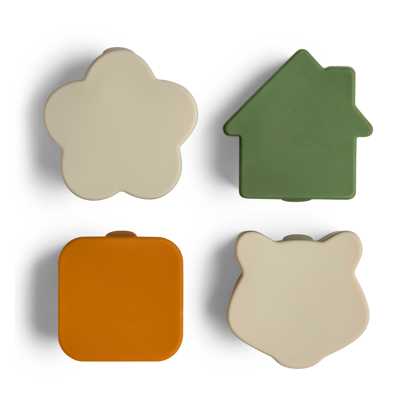 Citron-Silicone Lunchbox Organizers Set of 4-Caramel/Green/Grey