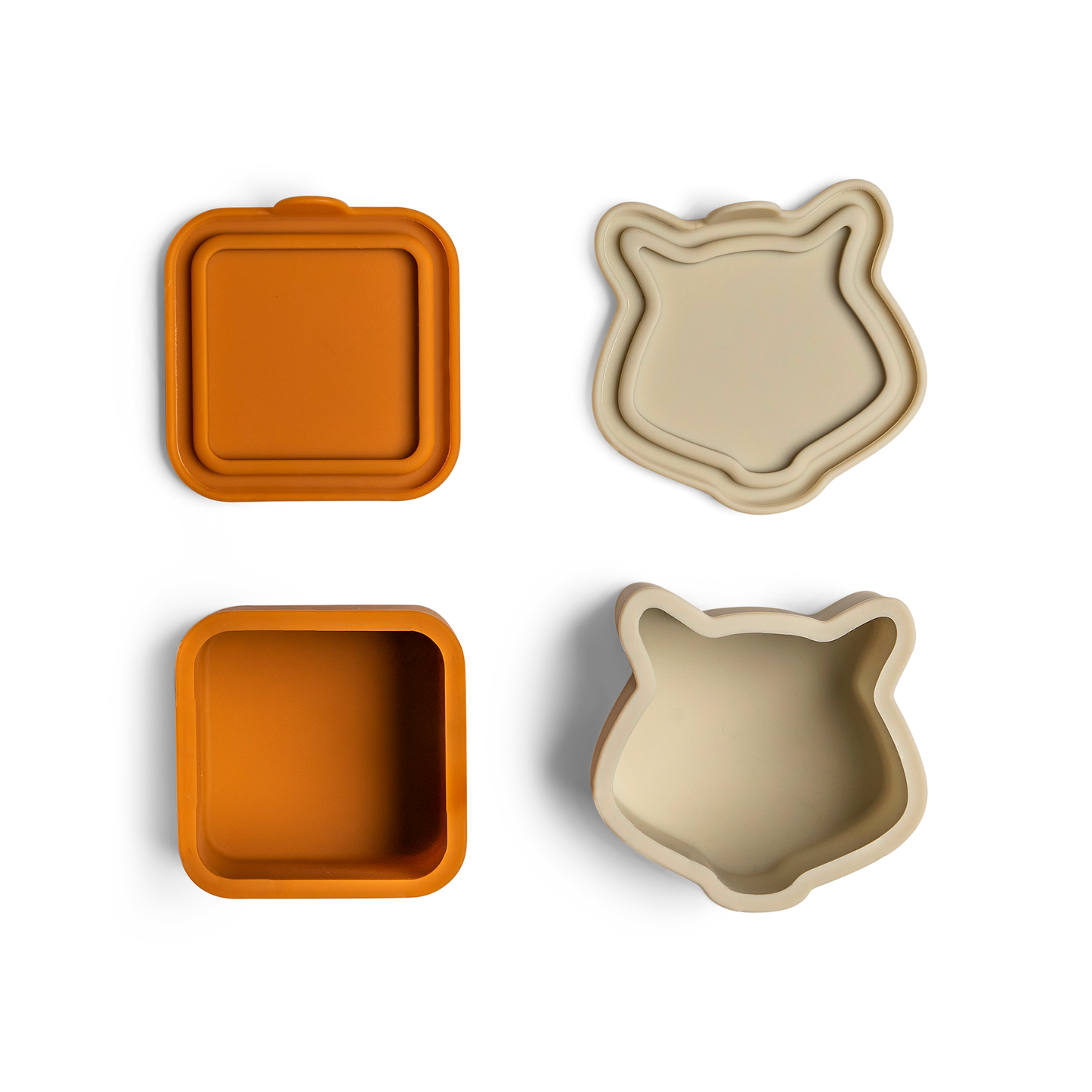 Citron-Silicone Lunchbox Organizers Set of 4-Caramel/Green/Grey