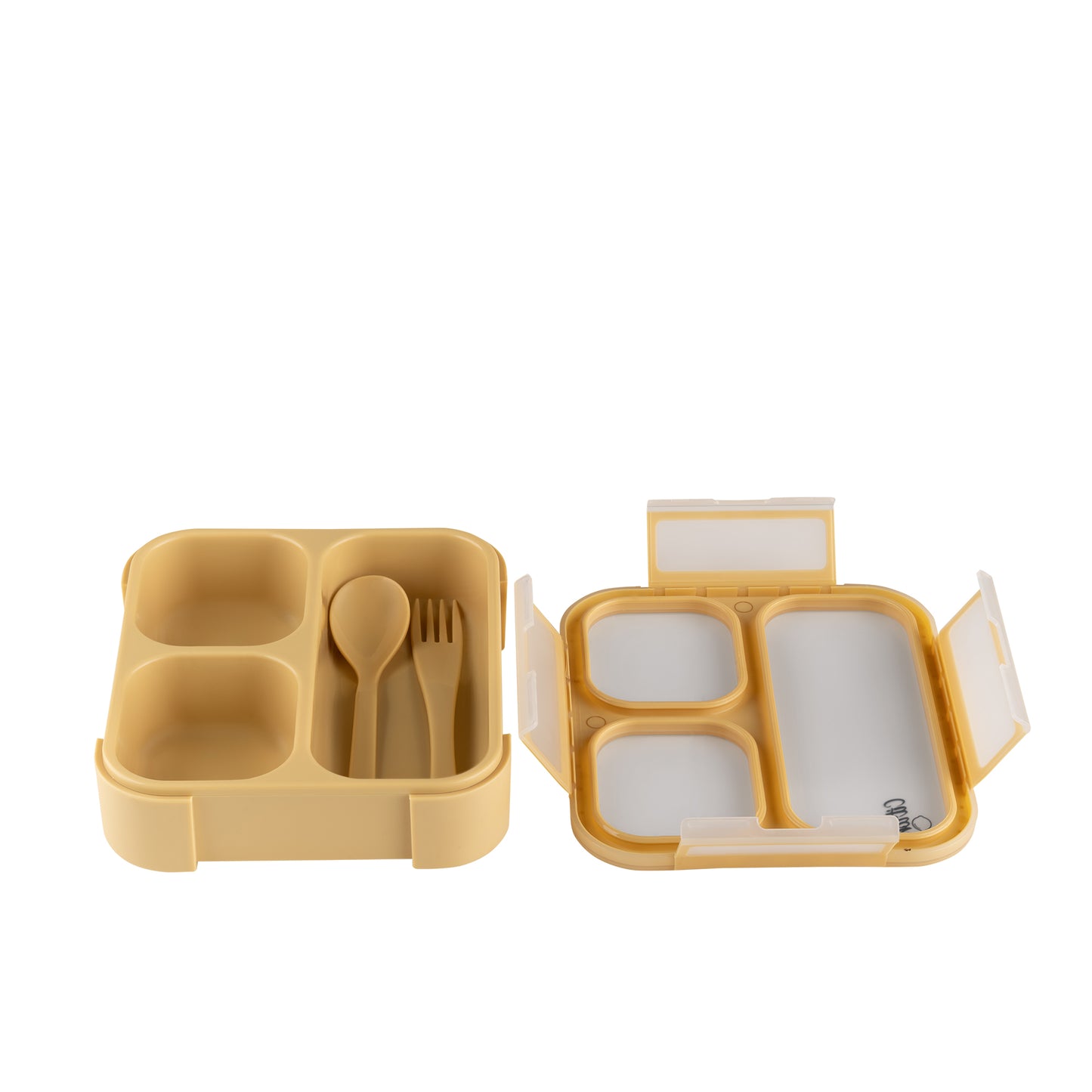 Citron-Lunchbox with Fork and Spoon -Yellow