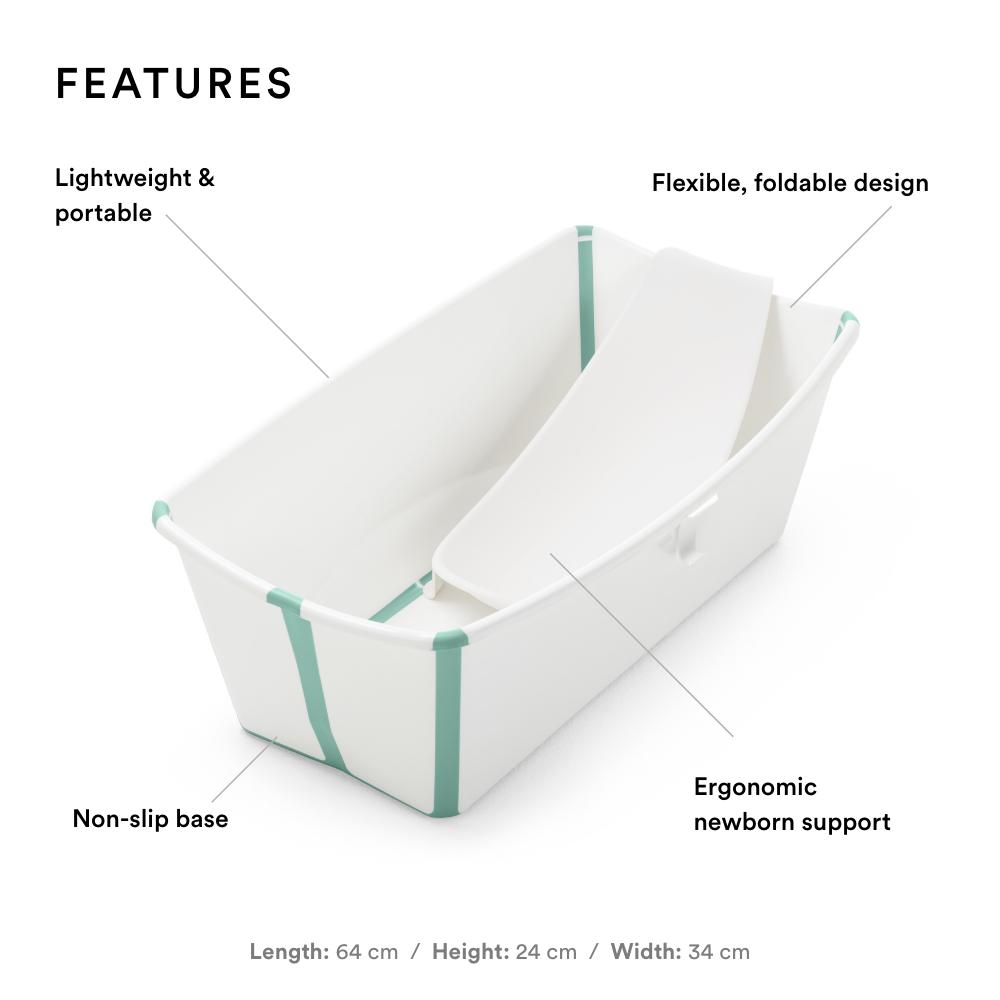 Stokke®-Flexi Bath + Newborn Support Bundle White Aqua