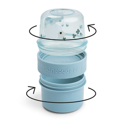 Done by Deer -To go 2-way snack container - Tiny farm - Blue
