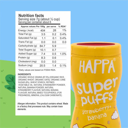 Happa Multigrain Strawberry & Banana Melts Super Puffs