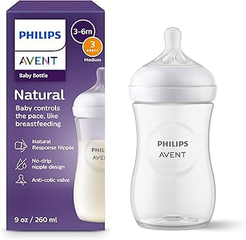 Philips Avent Natural Response Baby Bottle 260ml | Flow 3 Nipple, BPA-Free