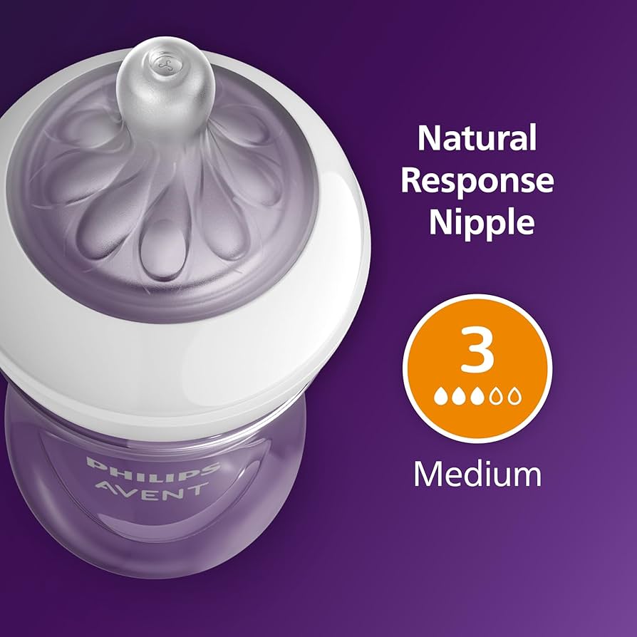 Philips Avent Natural Response Baby Bottle 260ml | Flow 3 Nipple, BPA-Free