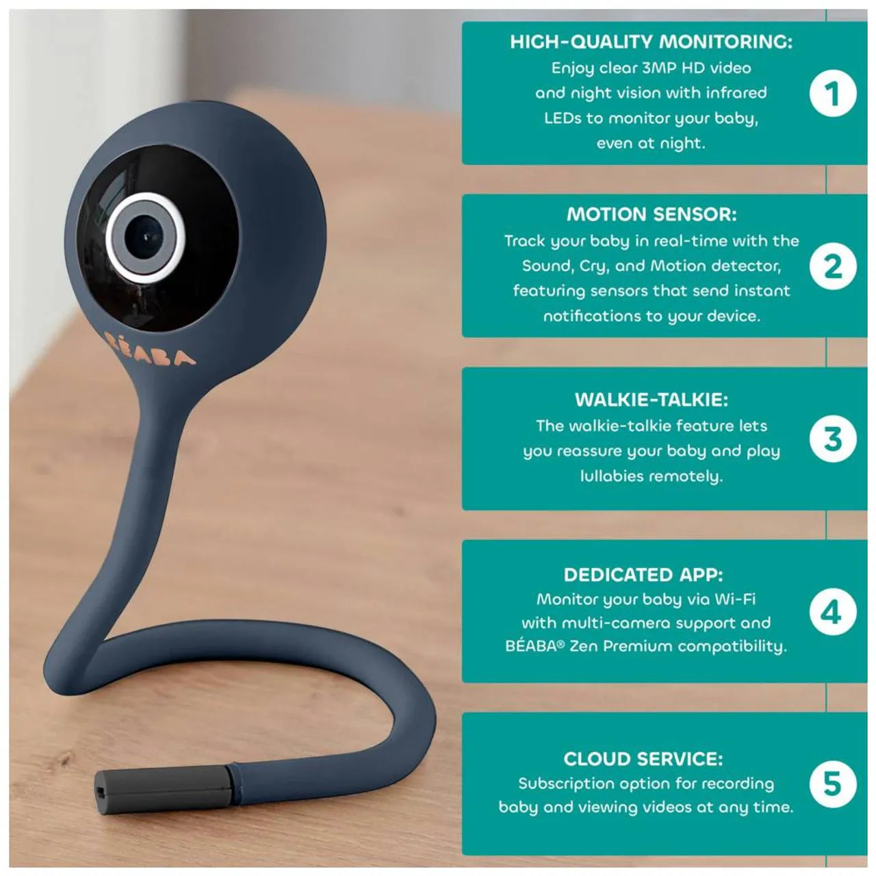 BÉABA Video Zen Connect Baby Monitor - Night Blue
