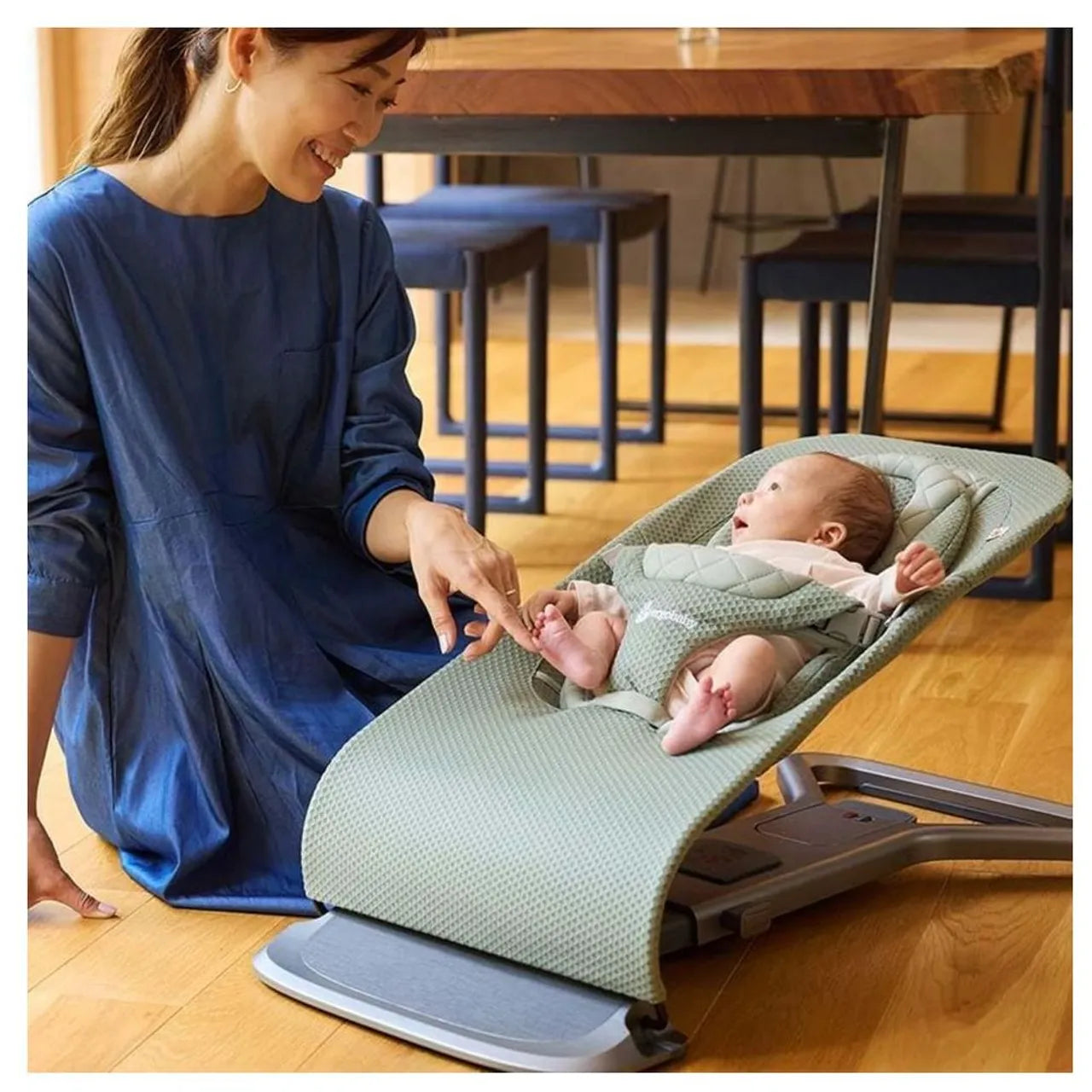 Ergobaby Evolve 3-in-1 Multi Position Baby Mesh Bouncer - Sage Green