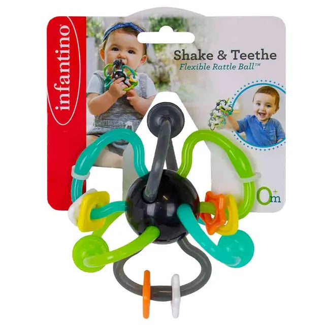 Infantino Shake & Teethe Flexible Rattle Ball – Baby Teether & Sensory Toy