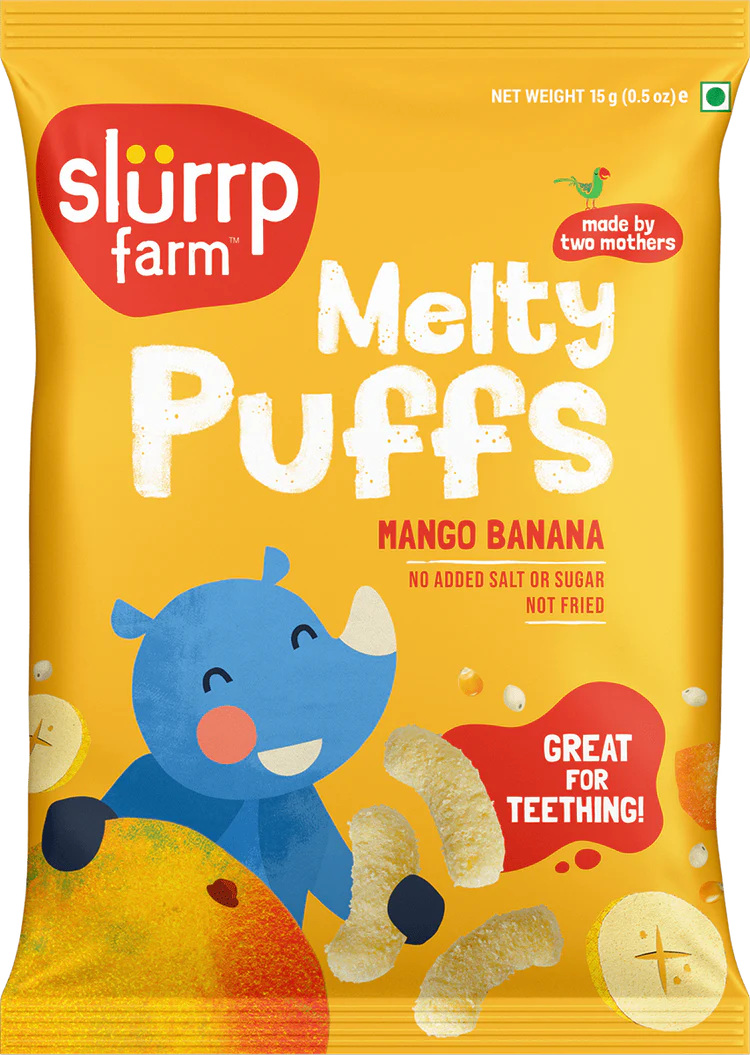 Slurrp Farm-Teething Millet Puffs - Mango & Banana Flavour