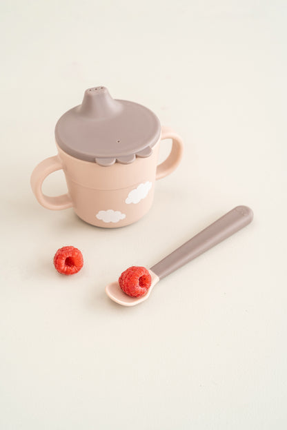 Done by Deer-Foodie first meal set w/suction - Happy Clouds -Powder