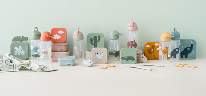 Done by Deer Straw bottle - Happy Clouds -Green - 350 ml