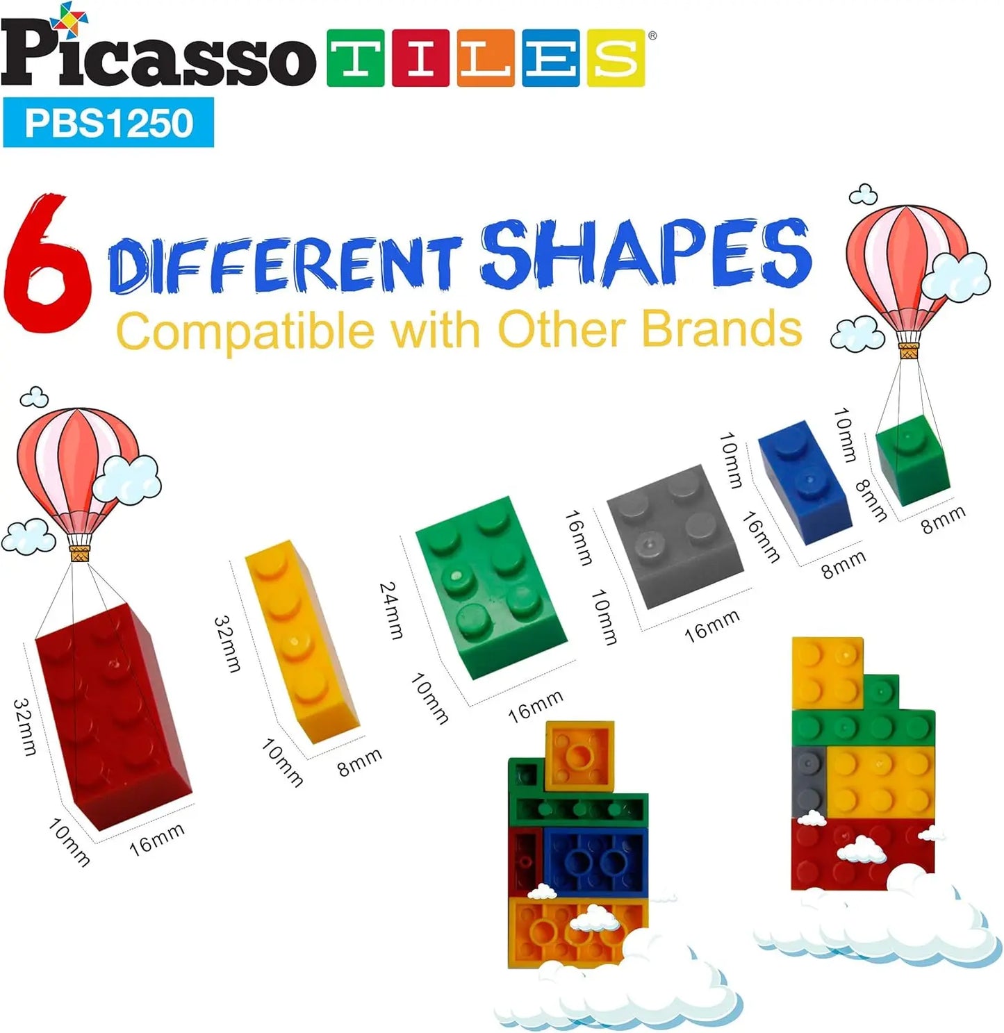 مجموعة مكعبات البناء العملاقة 1250 قطعة – بيكاسو تايلز