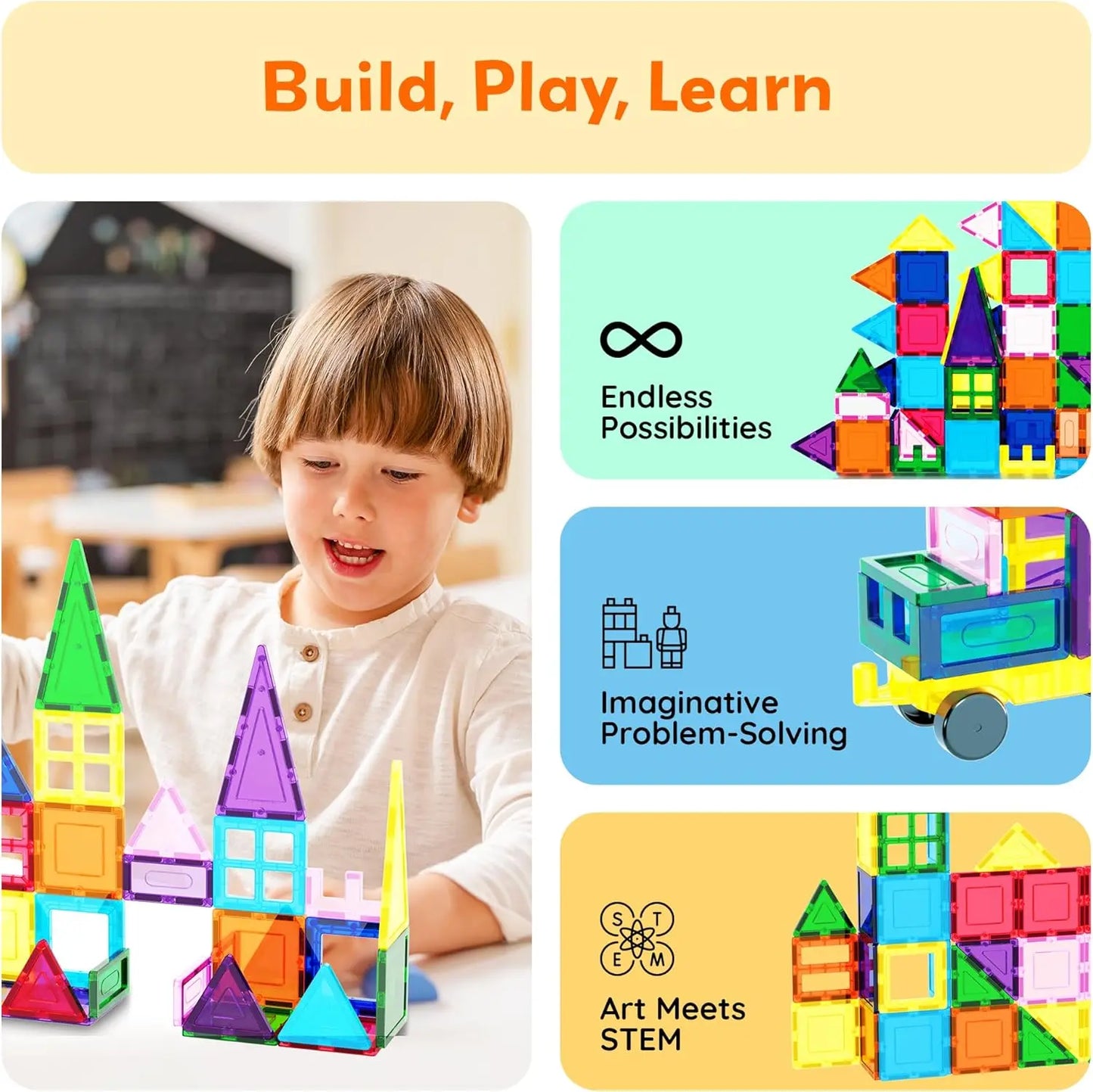 Magnetic Tile Building Blocks with Car Base 101 pcs – PicassoTiles