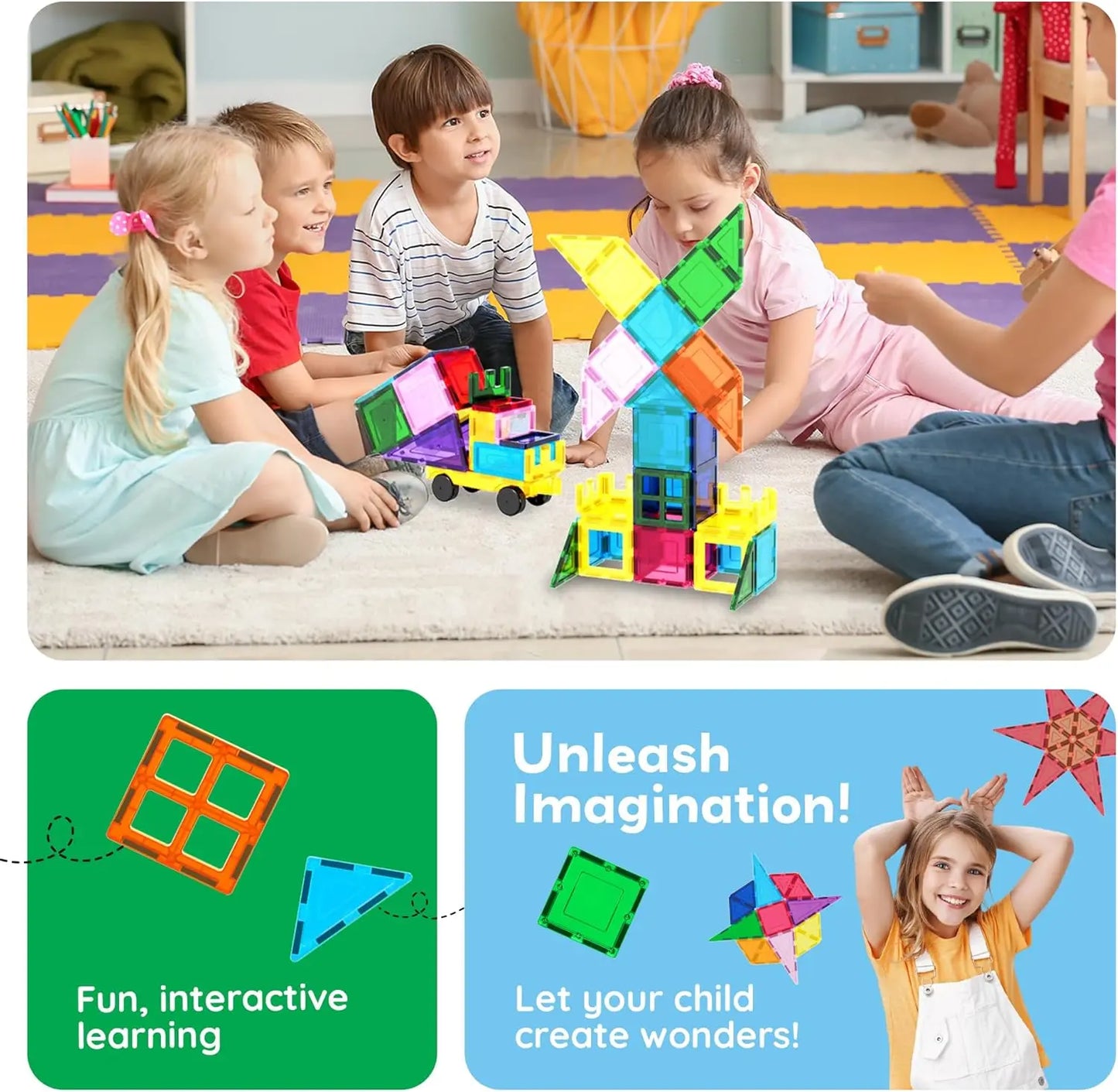 Magnetic Tile Building Blocks with Car Base 101 pcs – PicassoTiles