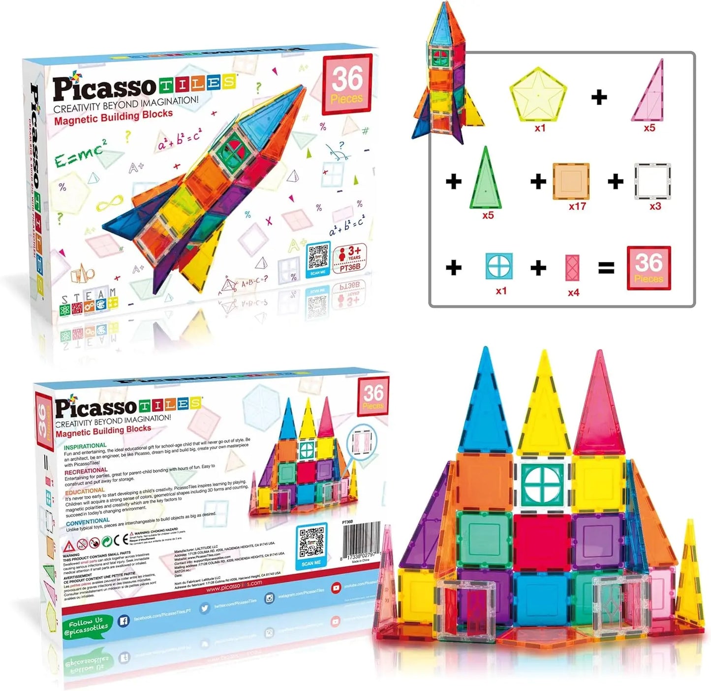 Magnetic Building Set 36 pcs – PicassoTiles