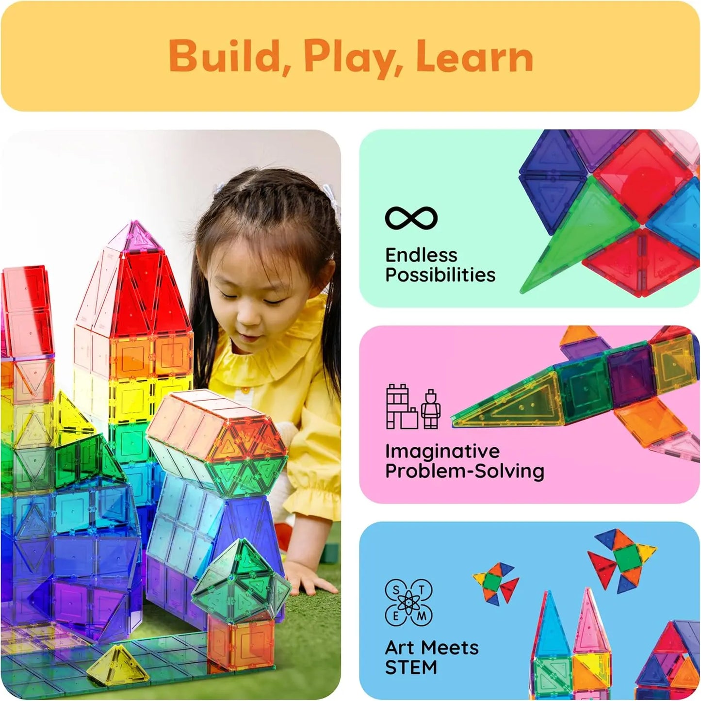 60 Piece Magnetic Building Set – PicassoTiles