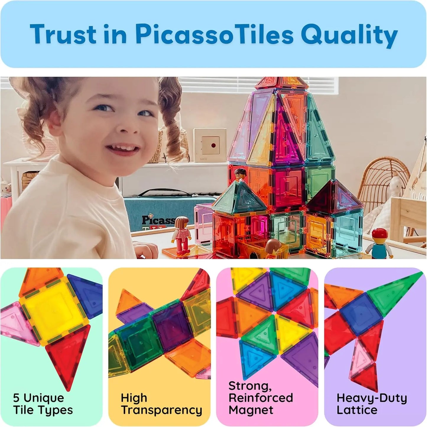60 Piece Magnetic Building Set – PicassoTiles