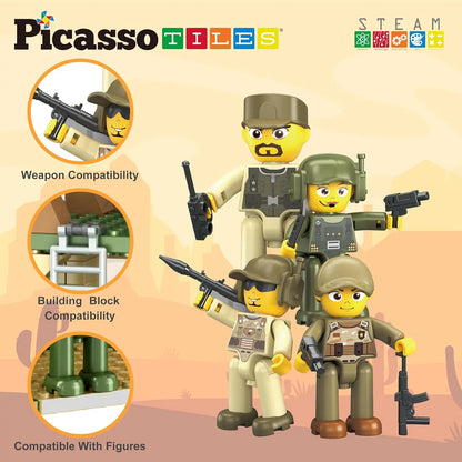 186 Piece Magnetic Military Combat Force Building Set – PicassoTiles