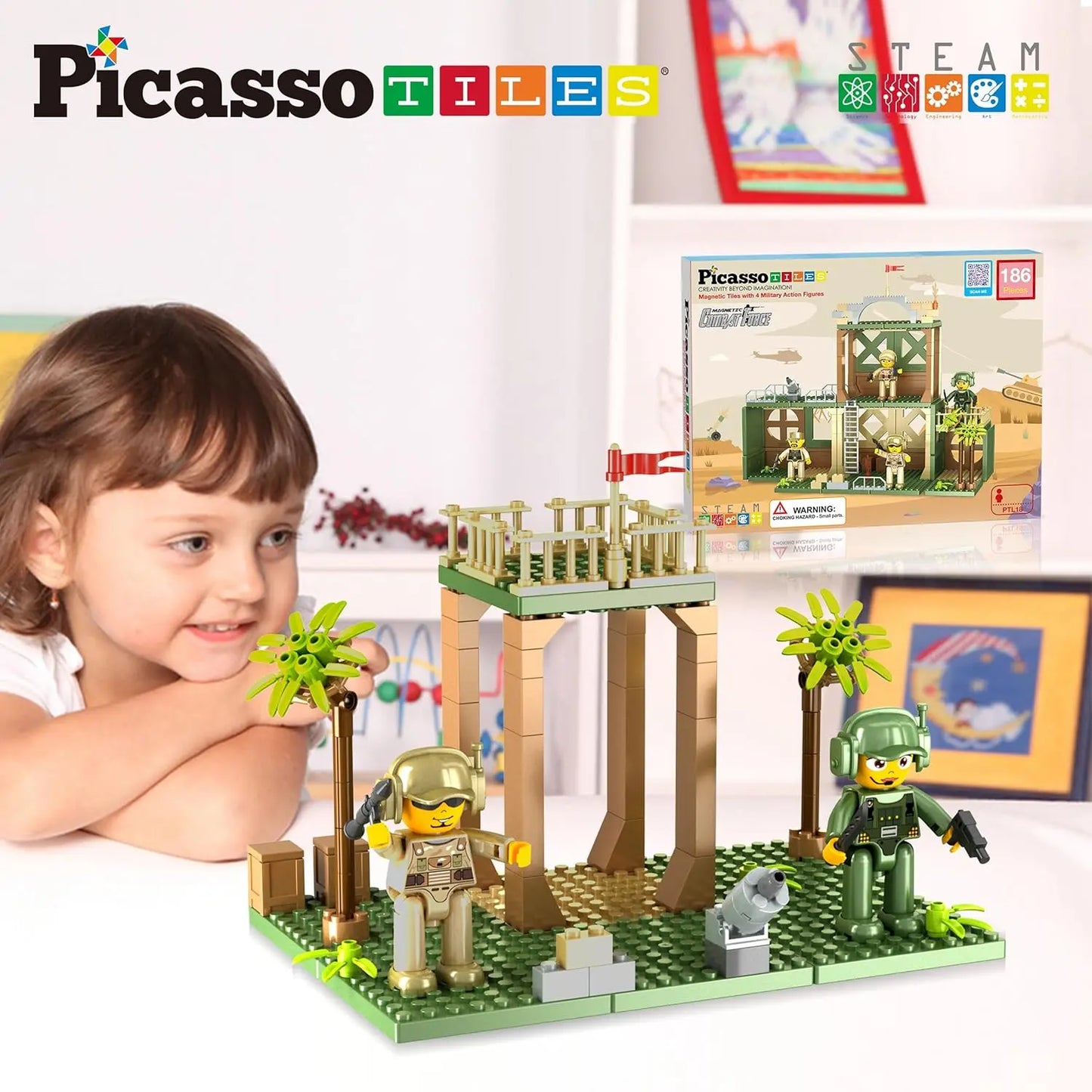 186 Piece Magnetic Military Combat Force Building Set – PicassoTiles