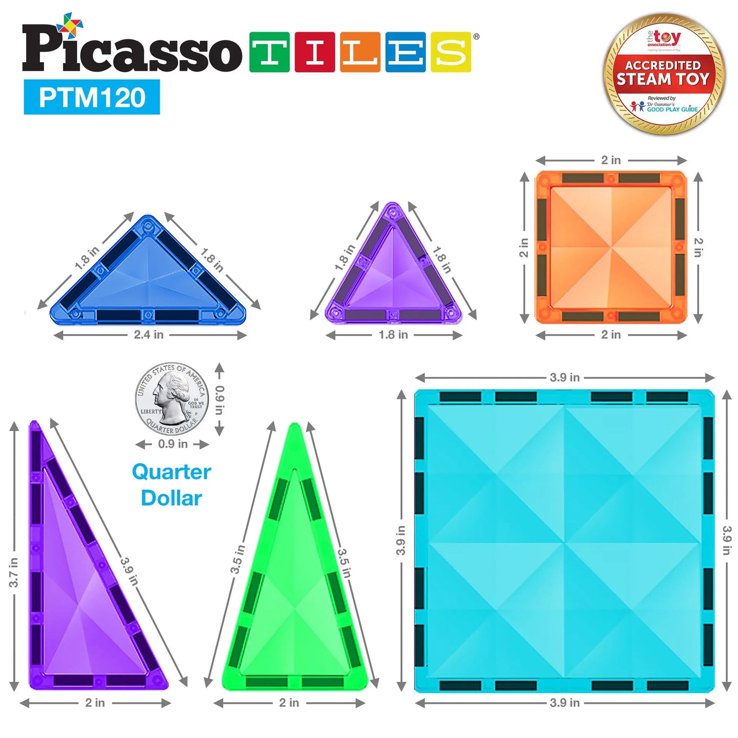 120 Piece Magnetic Tile Set – PicassoTiles