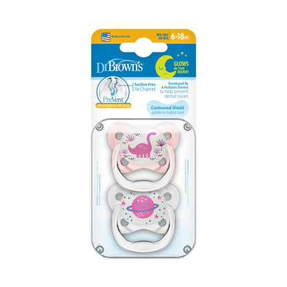 Dr. Brown’s™ PreVent™ Contoured Glow in the-Dark Pacifiers-Stage2-2 Count