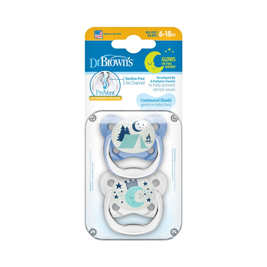 Dr. Brown’s™ PreVent™ Contoured Glow in the-Dark Pacifiers-Stage2-2 Count