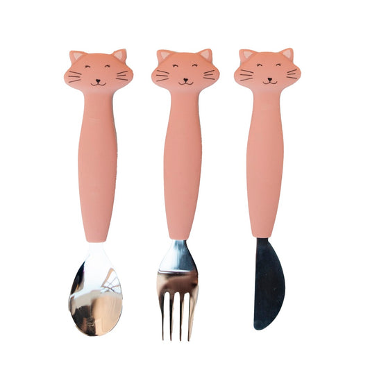 Stainless Steel Cutlery Set with Silicone handle - Mrs. Cat