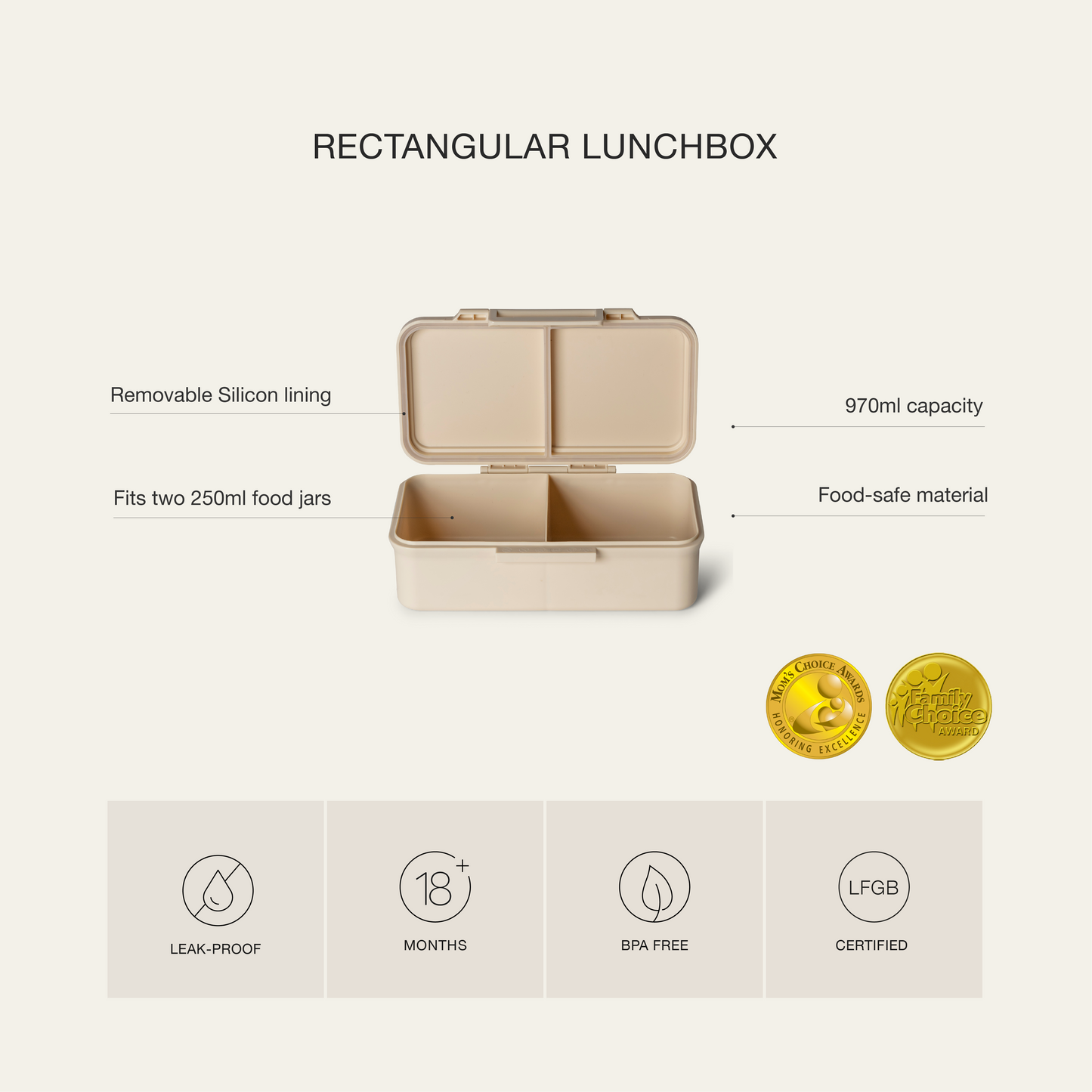 Citron-Rectangle Lunchbox-Caramel