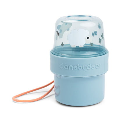Done by Deer -To go 2-way snack container - Tiny farm - Blue