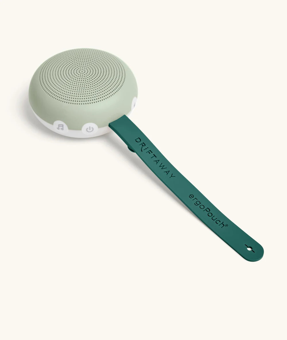Back of ergoPouch Drift Away white noise machine with illuminated rim