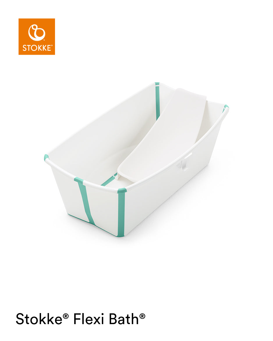 Stokke®-Flexi Bath + Newborn Support Bundle White Aqua