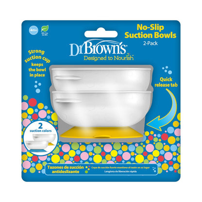 Dr. Browns - No Slip Suction Bowl - Pack of 2 - Yellow/Blue