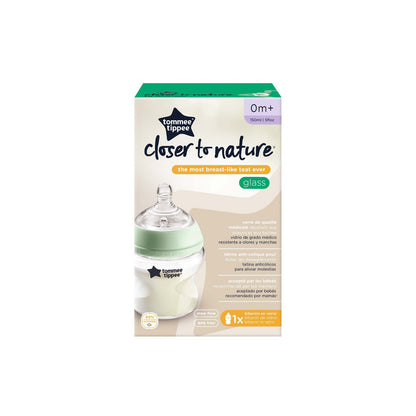 Tommee Tippee Closer to Nature   Glass Feeding Bottle, 150ml x 1  -Clear