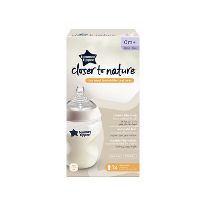 Tommee Tippee Closer to Nature Feeding Bottle, 260ml x 1  - Clear