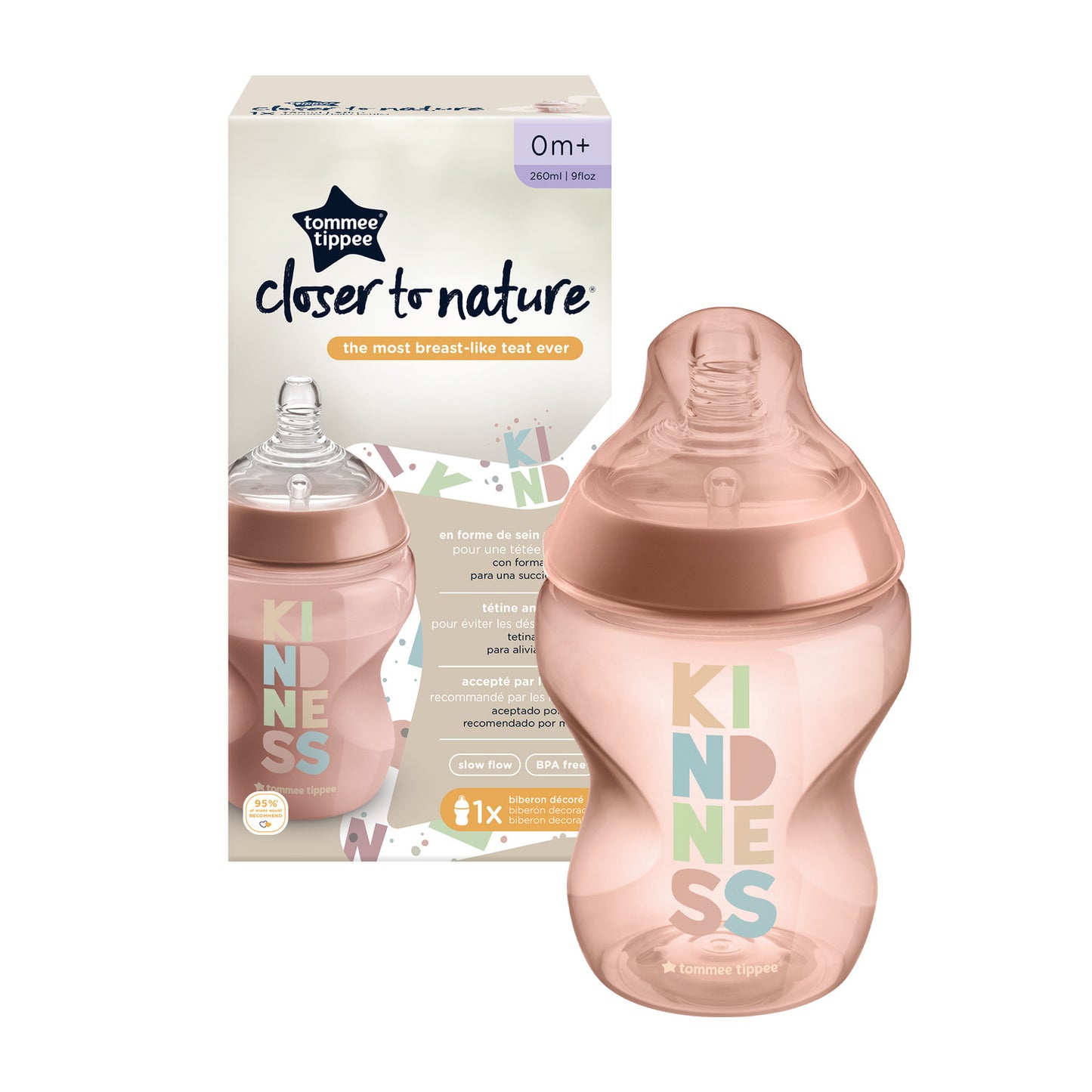 Tommee Tippee Closer to Nature Feeding Bottle, 260ml x 1 -Girl