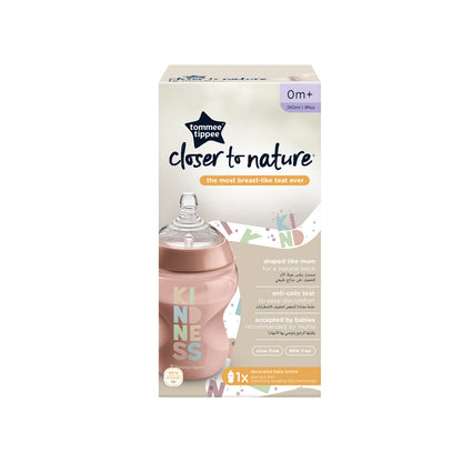 Tommee Tippee Closer to Nature Feeding Bottle, 260ml x 1 -Girl