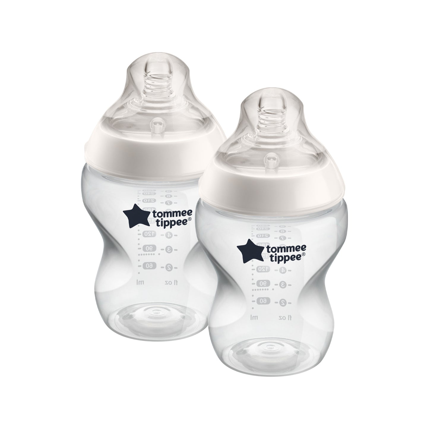 Tommee Tippee Closer to Nature Feeding Bottle, 260ml x 2  - Clear