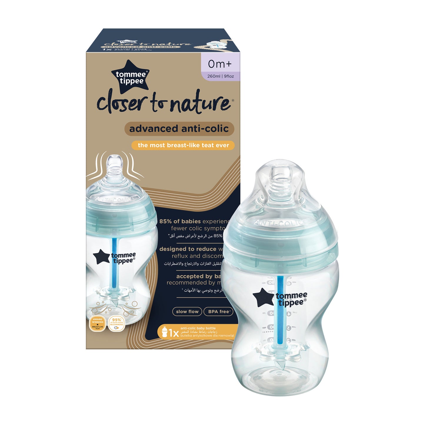 Tommee Tippee Advanced Anti-Colic Feeding Bottle, 260ml x1