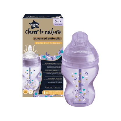 Tommee Tippee Advanced Anti-Colic Feeding Bottle, 260ml x1 - Girl